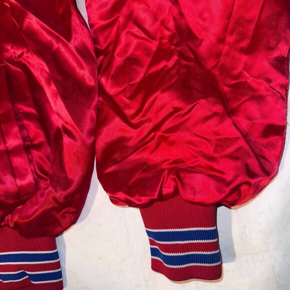 Vintage Nabisco Ritz Crackers Jukebox Red Satin Bomber Jacket Size M 3 Strikes - Picture 5 of 10
